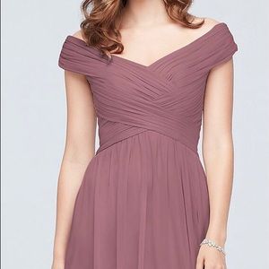 David’s Bridal Criss Cross Off The Shoulder Mesh Bridesmaid Dress Size 18 NWT